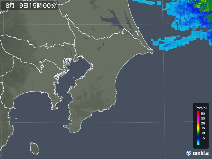 千葉県の雨雲レーダー(2018年08月09日)