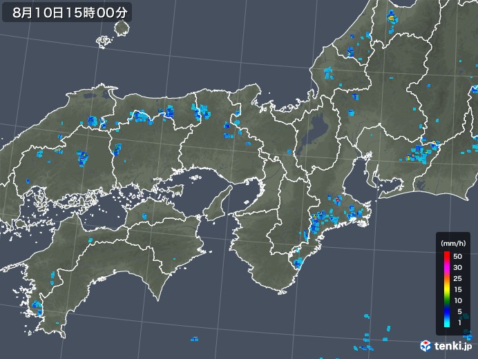 近畿地方の雨雲レーダー(2018年08月10日)