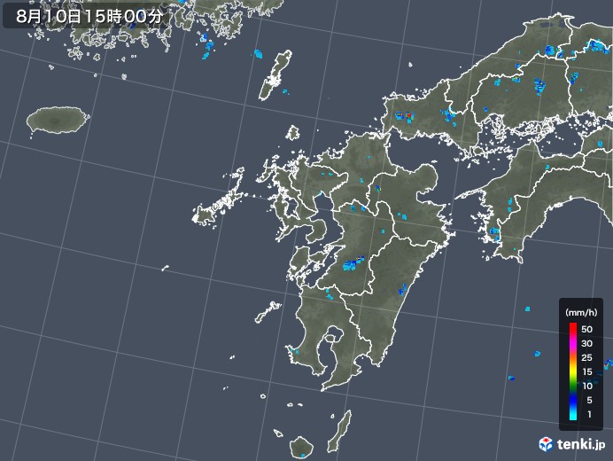 九州地方の雨雲レーダー(2018年08月10日)