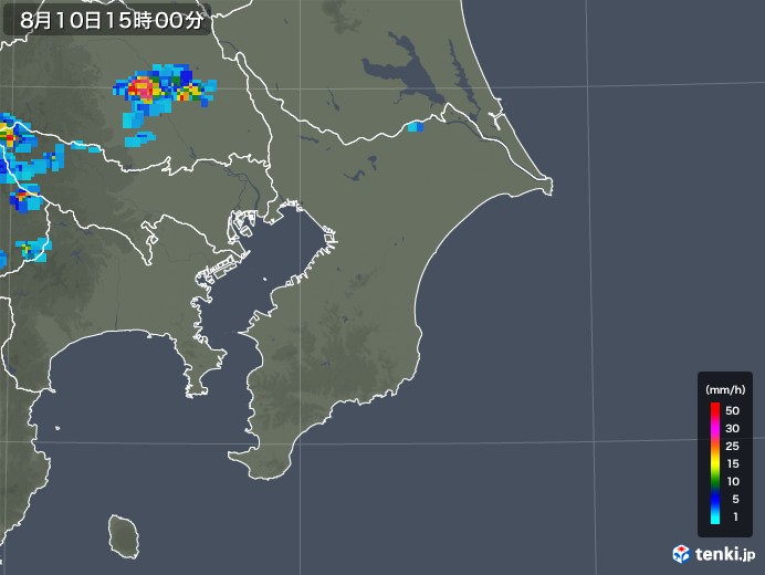 千葉県の雨雲レーダー(2018年08月10日)