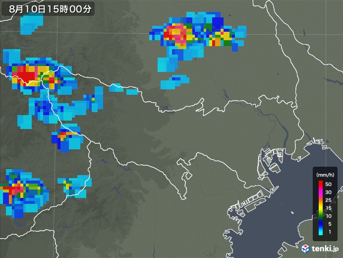 東京都の雨雲レーダー(2018年08月10日)