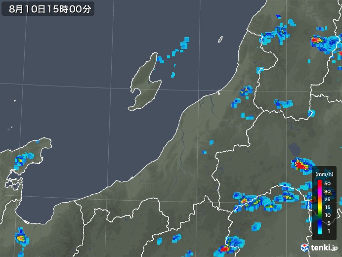 新潟県の雨雲レーダー(2018年08月10日)