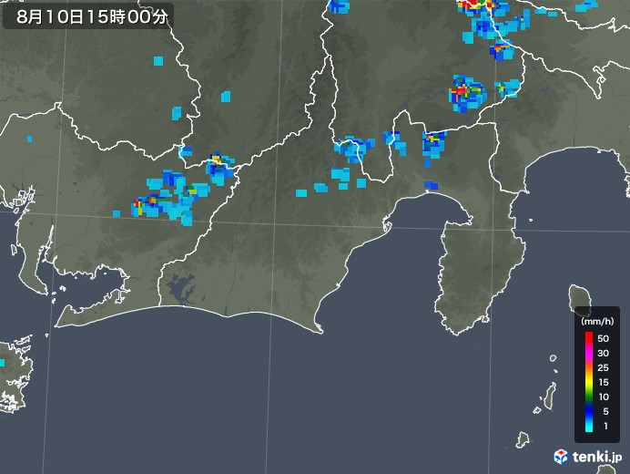 静岡県の雨雲レーダー(2018年08月10日)