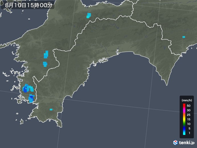 高知県の雨雲レーダー(2018年08月10日)
