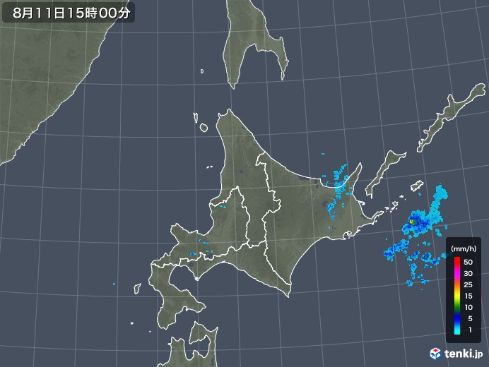 北海道地方の雨雲レーダー(2018年08月11日)