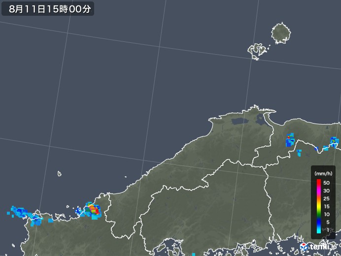 島根県の雨雲レーダー(2018年08月11日)