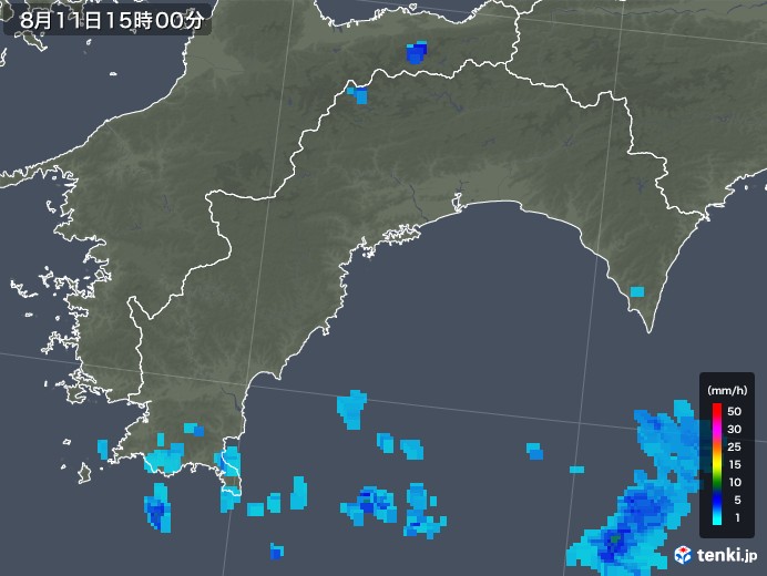 高知県の雨雲レーダー(2018年08月11日)