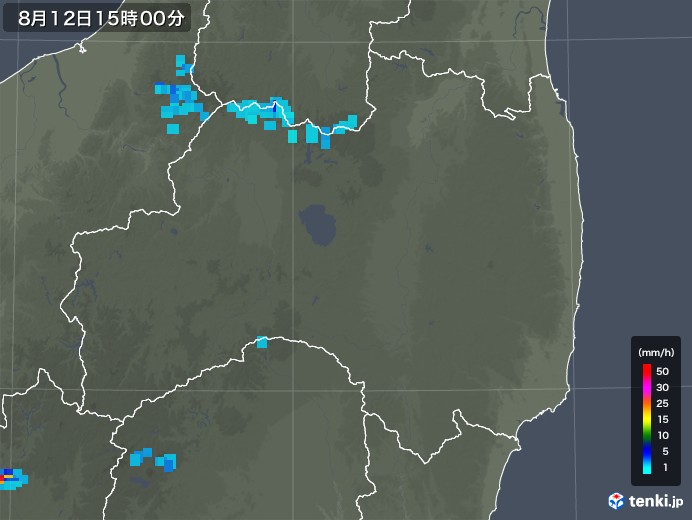 福島県の雨雲レーダー(2018年08月12日)