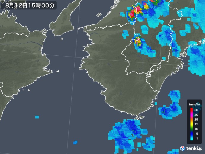 和歌山県の雨雲レーダー(2018年08月12日)