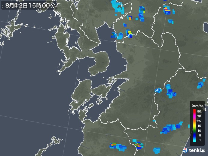 熊本県の雨雲レーダー(2018年08月12日)