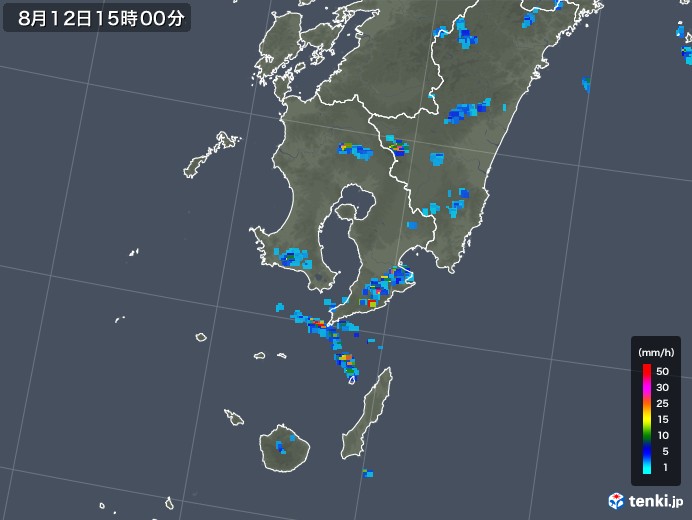 鹿児島県の雨雲レーダー(2018年08月12日)