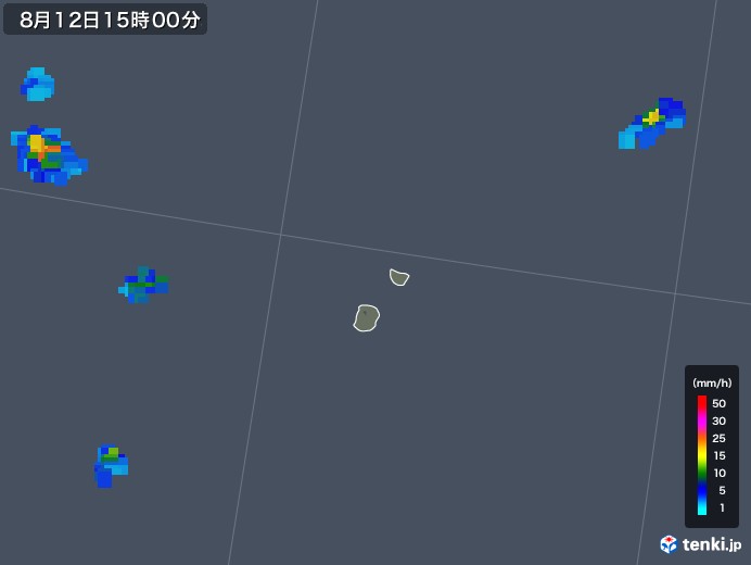 南大東島(沖縄県)の雨雲レーダー(2018年08月12日)