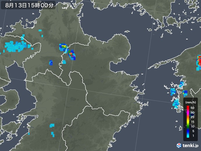 大分県の雨雲レーダー(2018年08月13日)