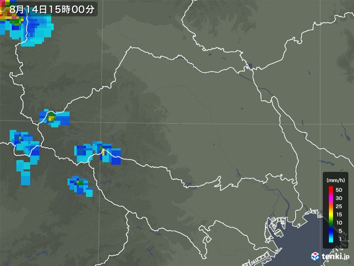 埼玉県の雨雲レーダー(2018年08月14日)