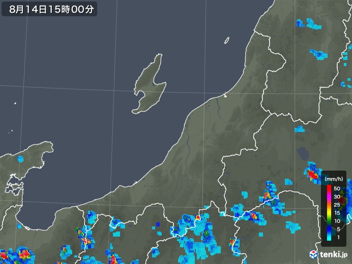 新潟県の雨雲レーダー(2018年08月14日)