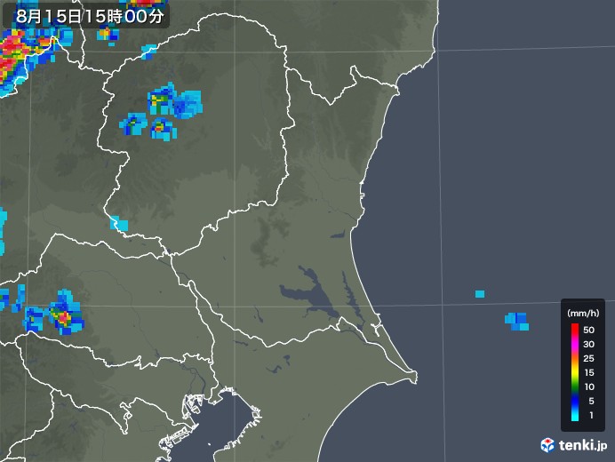 茨城県の雨雲レーダー(2018年08月15日)