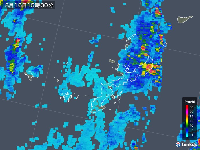 沖縄県の雨雲レーダー(2018年08月16日)