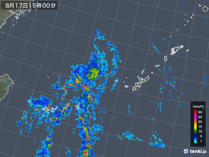 沖縄地方の雨雲レーダー(2018年08月17日)