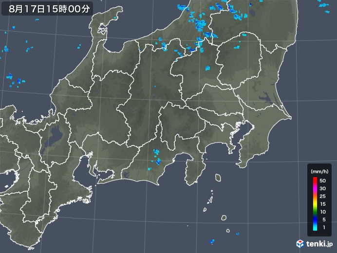 関東・甲信地方の雨雲レーダー(2018年08月17日)