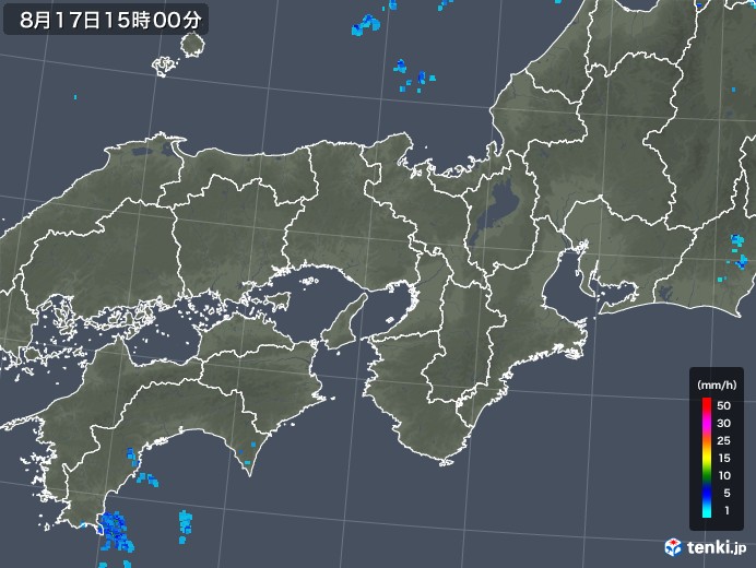 近畿地方の雨雲レーダー(2018年08月17日)