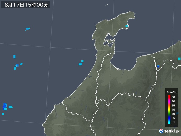 石川県の雨雲レーダー(2018年08月17日)