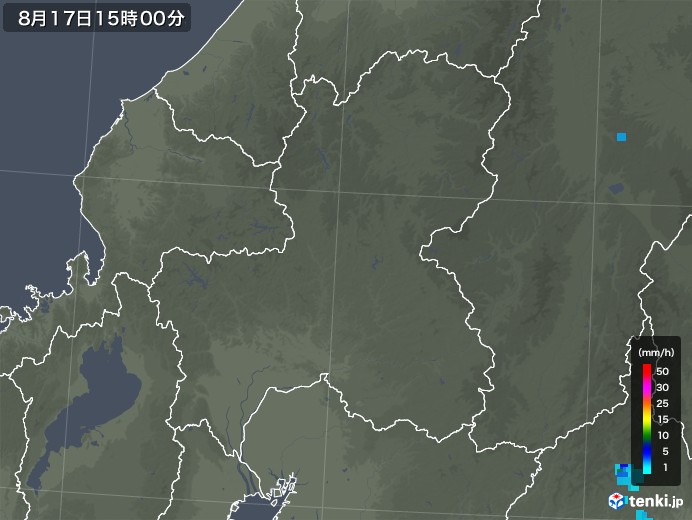 岐阜県の雨雲レーダー(2018年08月17日)