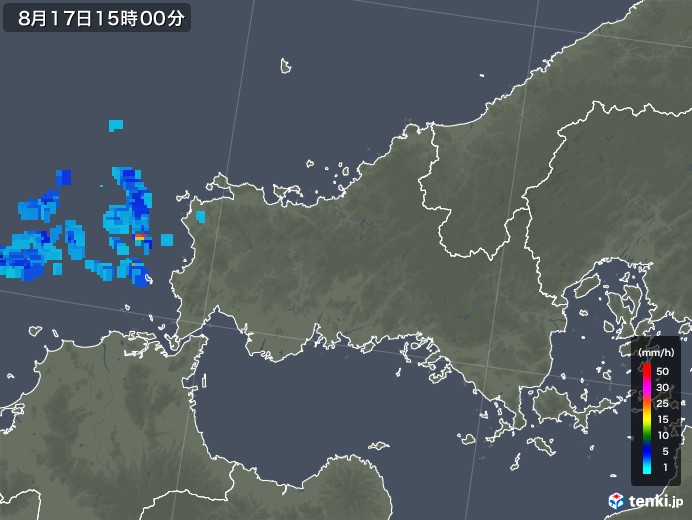 山口県の雨雲レーダー(2018年08月17日)