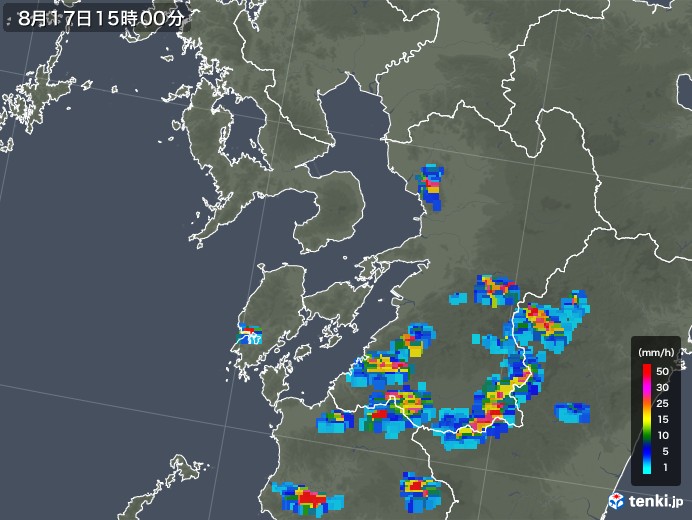 熊本県の雨雲レーダー(2018年08月17日)