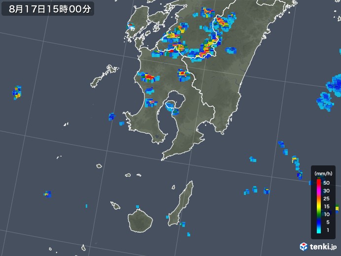 鹿児島県の雨雲レーダー(2018年08月17日)