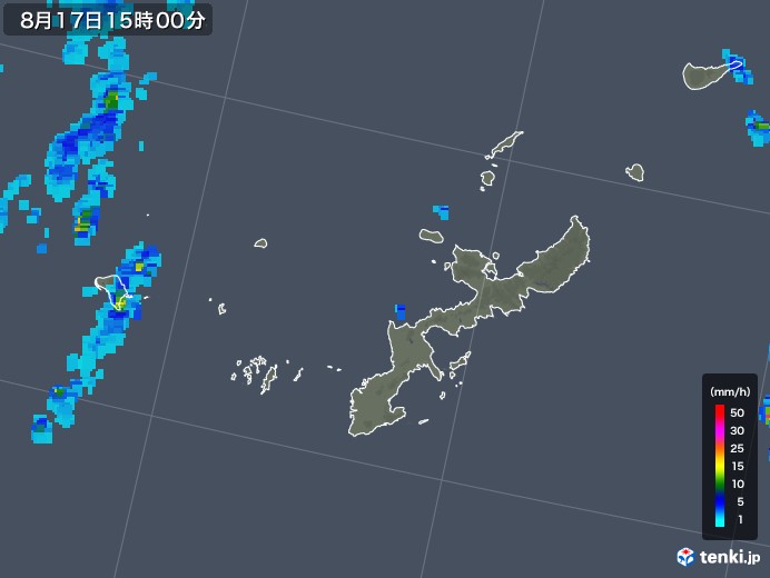 沖縄県の雨雲レーダー(2018年08月17日)