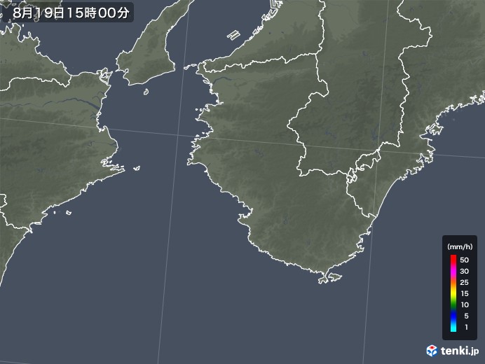 和歌山県の雨雲レーダー(2018年08月19日)