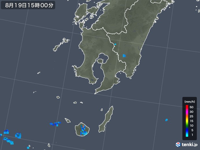 鹿児島県の雨雲レーダー(2018年08月19日)