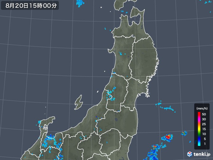 東北地方の雨雲レーダー(2018年08月20日)