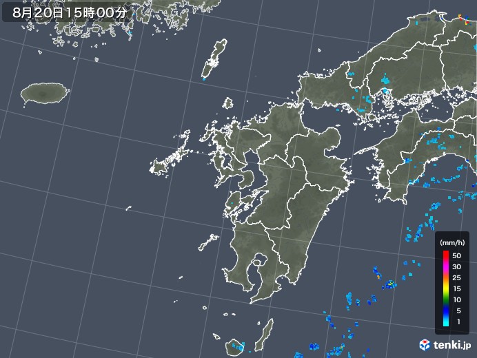 九州地方の雨雲レーダー(2018年08月20日)