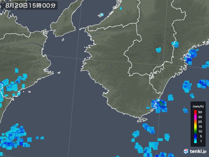 和歌山県の雨雲レーダー(2018年08月20日)