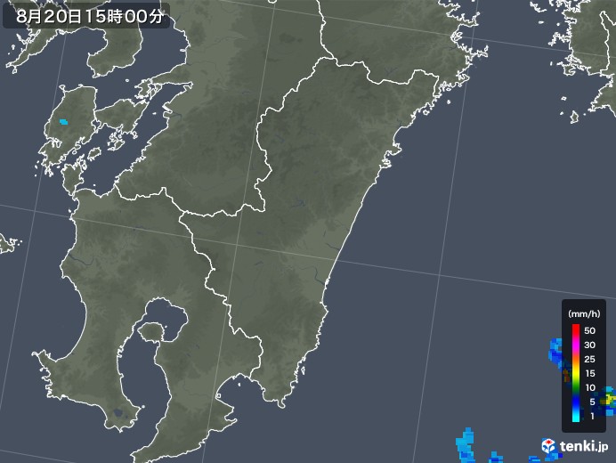 宮崎県の雨雲レーダー(2018年08月20日)