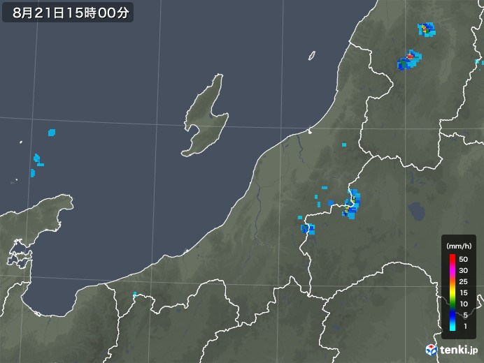 新潟県の雨雲レーダー(2018年08月21日)