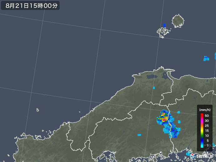 島根県の雨雲レーダー(2018年08月21日)