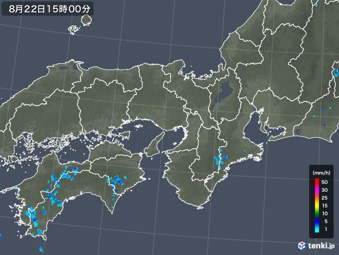 近畿地方の雨雲レーダー(2018年08月22日)