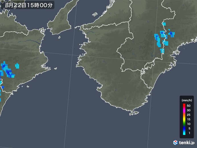 和歌山県の雨雲レーダー(2018年08月22日)