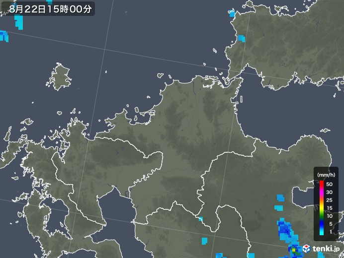 福岡県の雨雲レーダー(2018年08月22日)