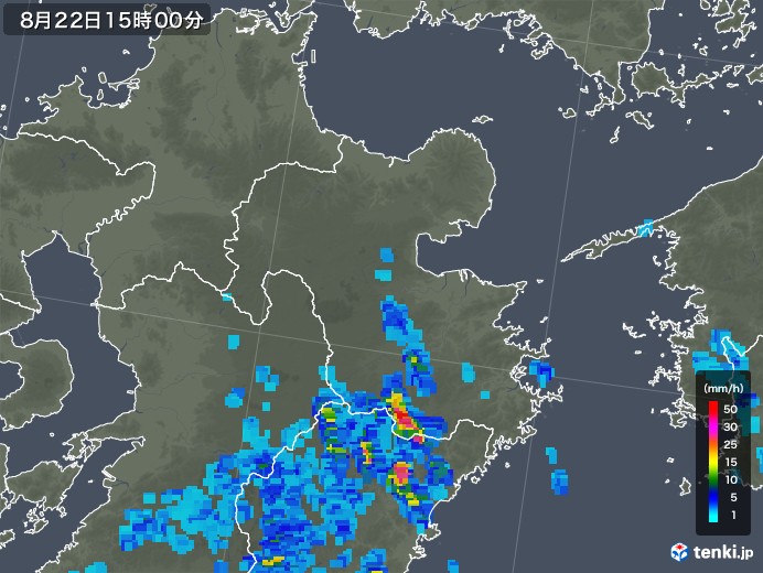大分県の雨雲レーダー(2018年08月22日)