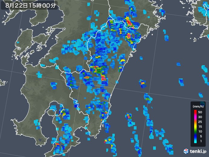 宮崎県の雨雲レーダー(2018年08月22日)