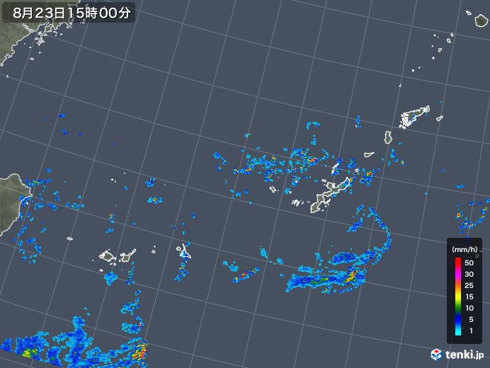 沖縄地方の雨雲レーダー(2018年08月23日)