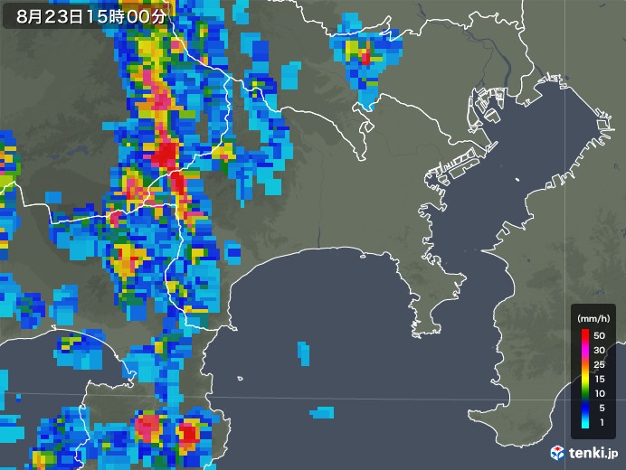 神奈川県の雨雲レーダー(2018年08月23日)