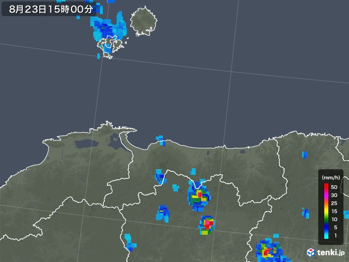 鳥取県の雨雲レーダー(2018年08月23日)