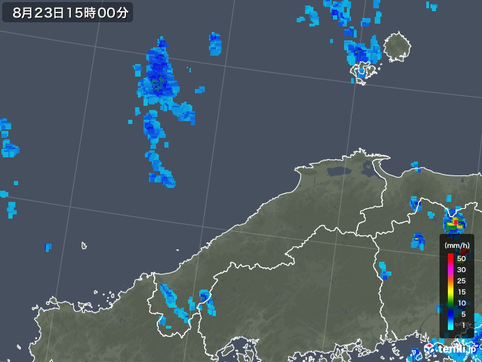 島根県の雨雲レーダー(2018年08月23日)