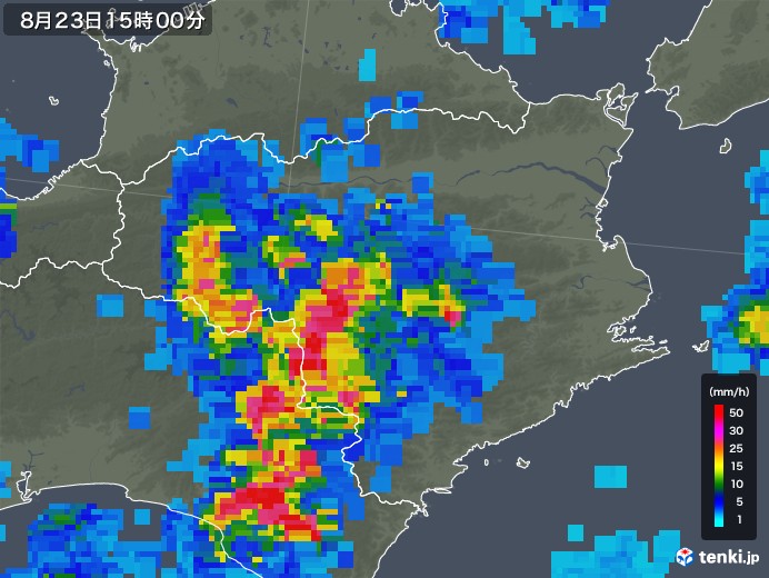 徳島県の雨雲レーダー(2018年08月23日)