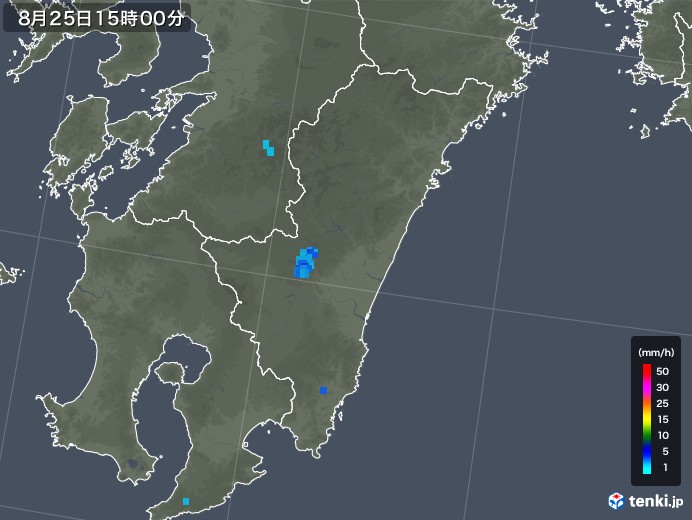 宮崎県の雨雲レーダー(2018年08月25日)