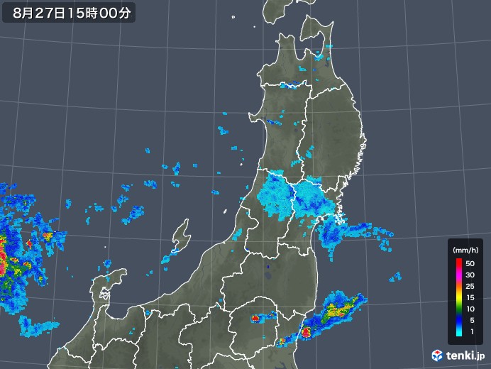 東北地方の雨雲レーダー(2018年08月27日)